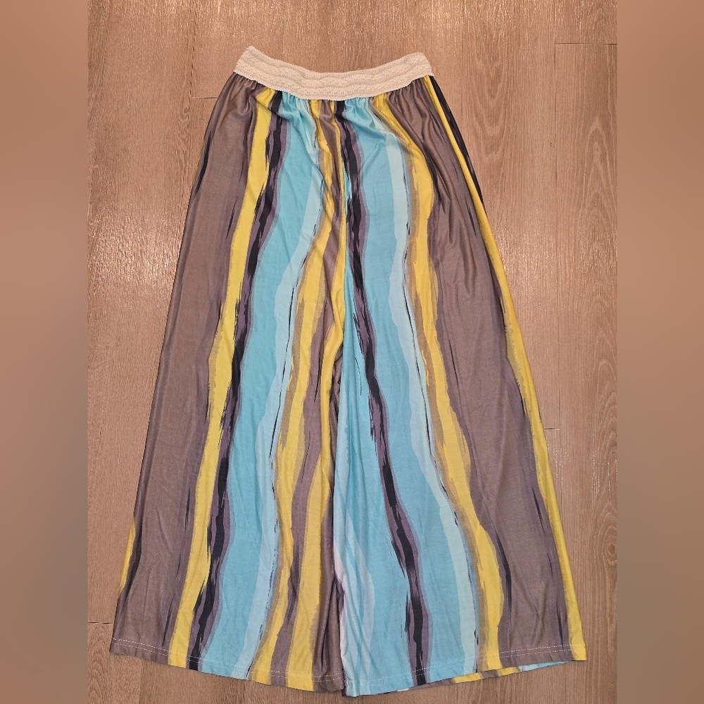 Shoreline Wide Leg Pants, S/M, Summer, Drop Crotch, Striped